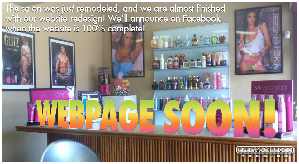 Image of newly remodeled tanning salon with temporary message